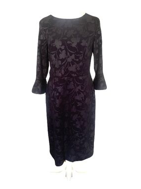 NEW Shelby & Palmer Women’s 8 Deep Navy Textured Floral Bell Cuff Dress